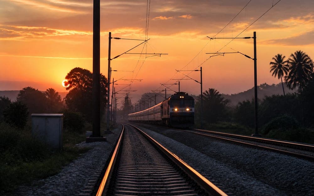 Railway tracks stretching into the distance